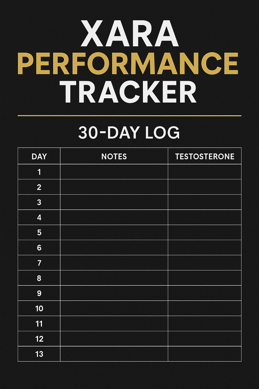 Glytze Performance Tracker (30-Day Log)