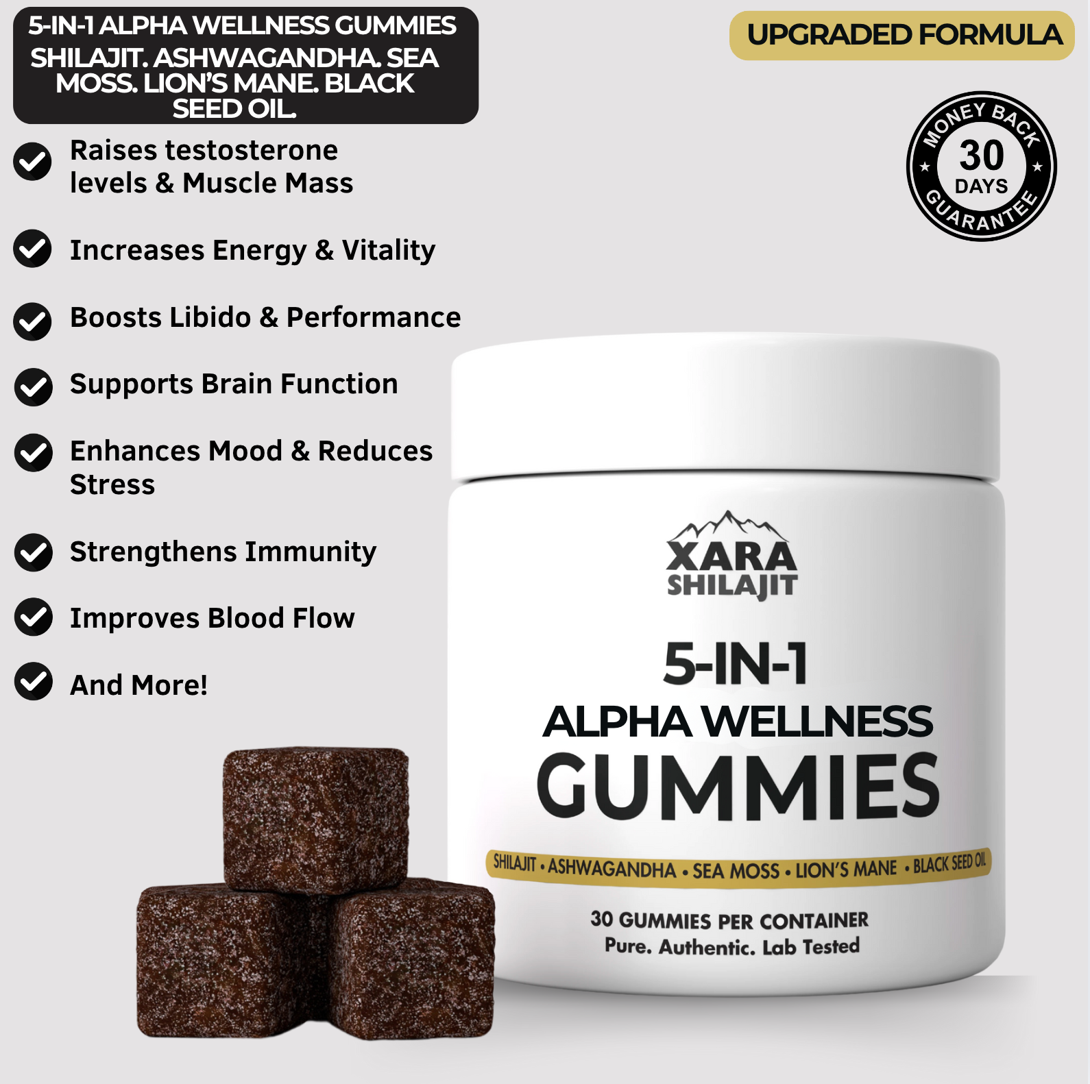 Glytze 5 in 1 Alpha wellness gummies for men and women